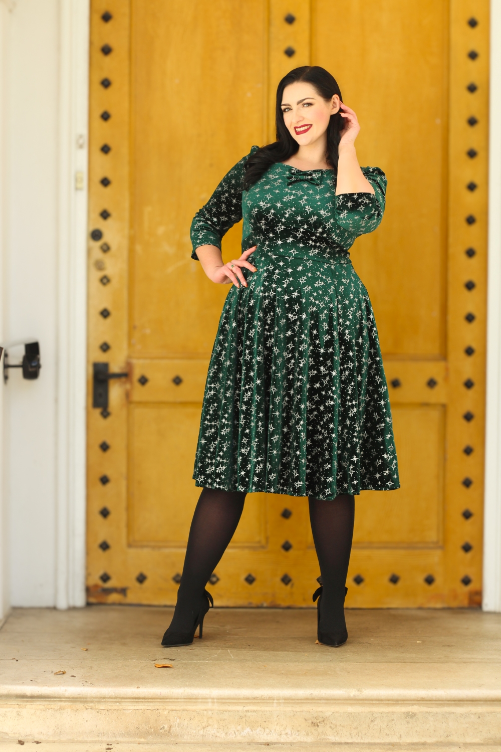 Paris Sparkle Swing Dress in Green